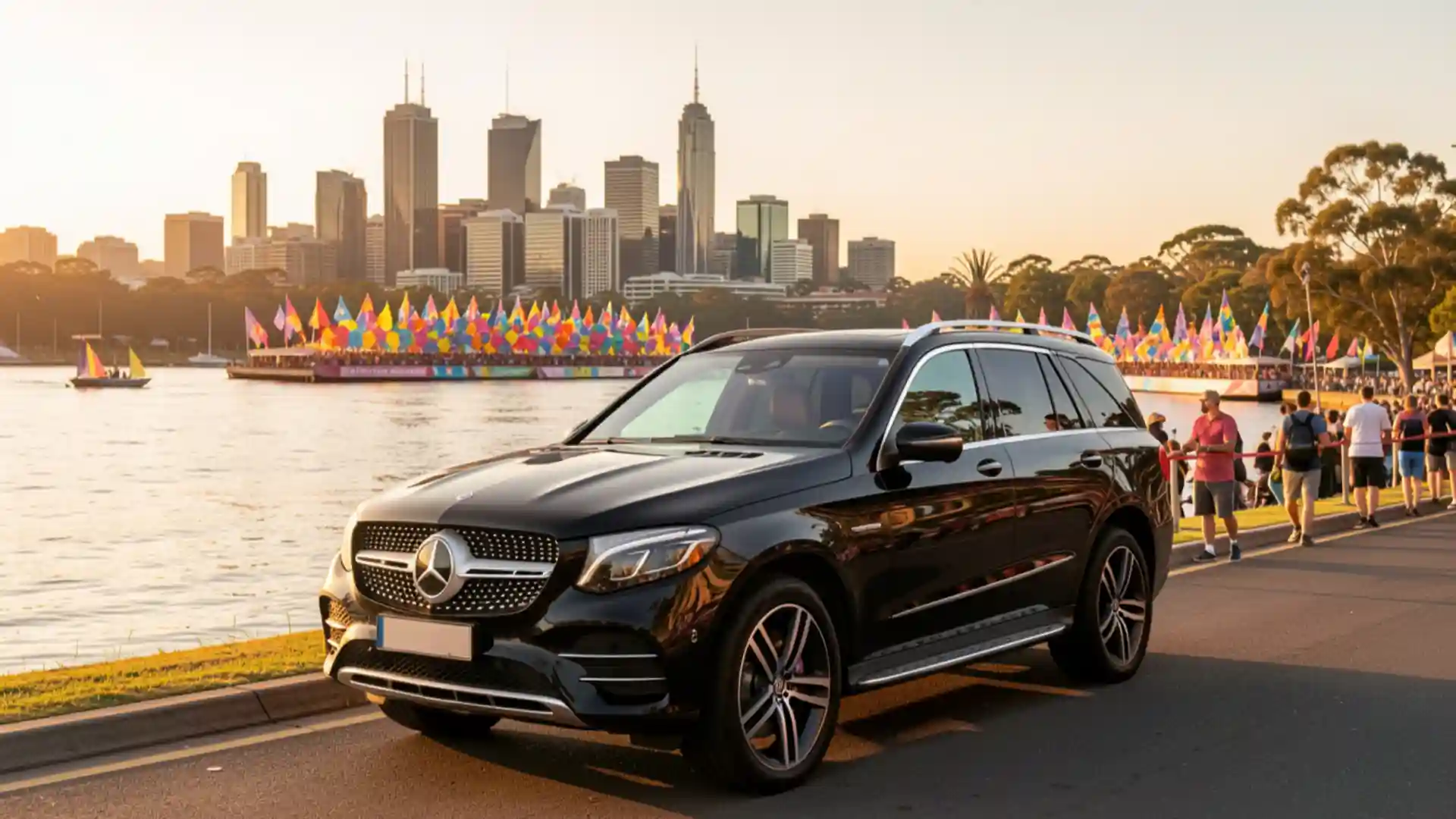 best chauffeur service Melbourne for Moomba Festival luxury Mercedes transfer near Yarra River