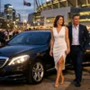Melbourne event chauffeur service luxury car arriving at sporting stadium