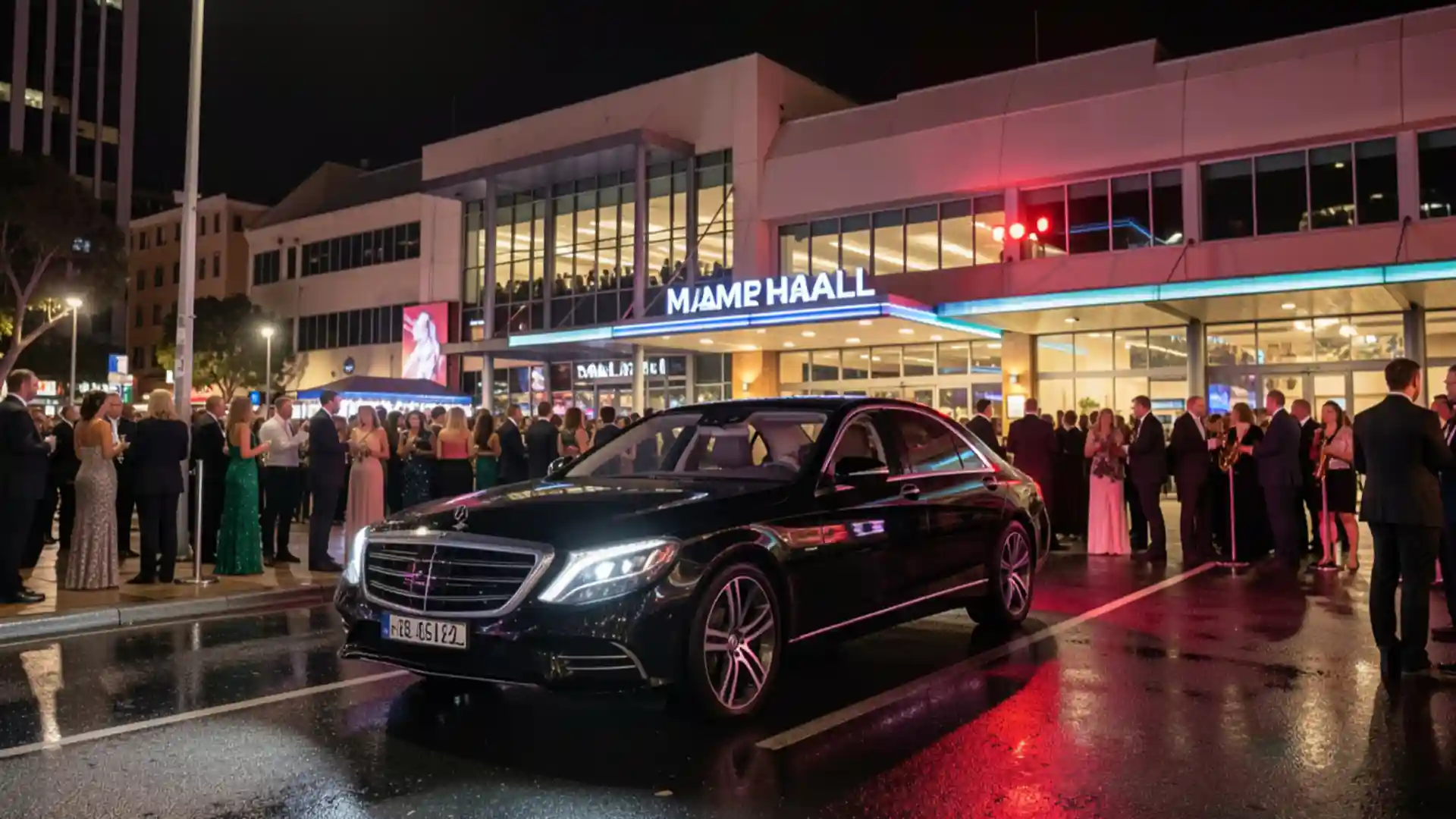 Melbourne International Jazz Festival chauffeur luxury Mercedes arriving at Hamer Hall Melbourne