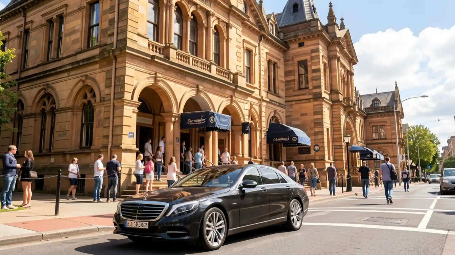 Open House Melbourne private chauffeur luxury Mercedes arriving at heritage building