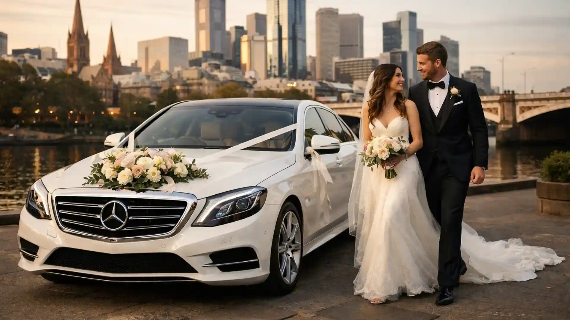 wedding chauffeur service Melbourne luxury Mercedes wedding car