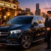 AFL Grand Final Eve Transfers Melbourne luxury black Mercedes SUV arriving at Melbourne event venue