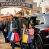 Melbourne Royal Show Chauffeur Service with a dark blue Mercedes-Benz GLS SUV arriving at Melbourne Showgrounds