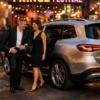 Private Driver for Melbourne Fringe Festival Venues with a silver Mercedes-Benz GLS arriving at a Melbourne Fringe Festival venue