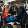 Nike Melbourne Marathon Airport Transfers with a luxury silver Mercedes-Benz SUV and professional chauffeur without a hat at Melbourne Airport